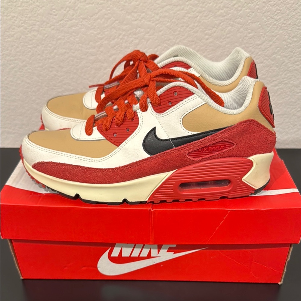 Nike Kids Air Max 90 LTR Sneakers  - Red, White, Tan